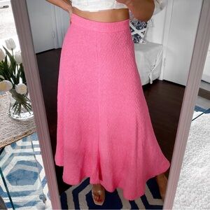 🌸 ZARA PINK TWEED HIGH WAIST ASYMMETRICAL MAXI SKIRT!